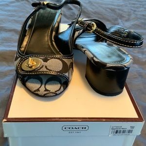 Coach Jacque sling backs-black sig logo sz 7.5